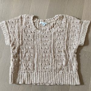 Cropped knit sweater- tan, brand new